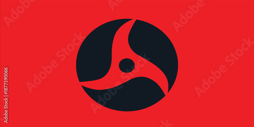 Vector illustration of an abstract with a red cartoon head and fun heart eyes emoticon symbol for a smile emotion design