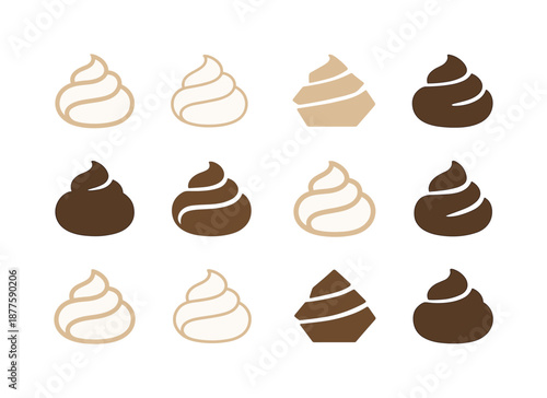 Potato Logo Variations. Potato. Icon set. Set Logo of potato: mashed potato swirl. harmonious logo variations of the same emblematic concept, each with