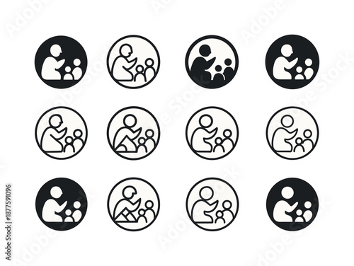 Cultural Heritage Icons. Cultural heritage tours and indigenous experiences. Icon set. Set Logo of cultural heritage tours and indigenous experiences: guided