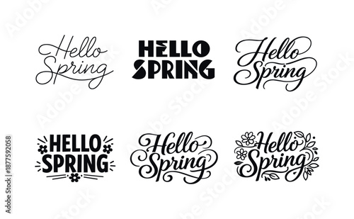 Spring Lettering Variations. Clean spring quote lettering. Set lettering. harmonious lettering variations of the same emblematic concept, each with different