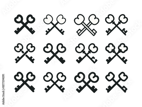 Saint Peter Icon Set. saint peter. Icon set. Set Logo of Saint Peter: keys of heaven symbol. harmonious logo variations of the same emblematic concept, each