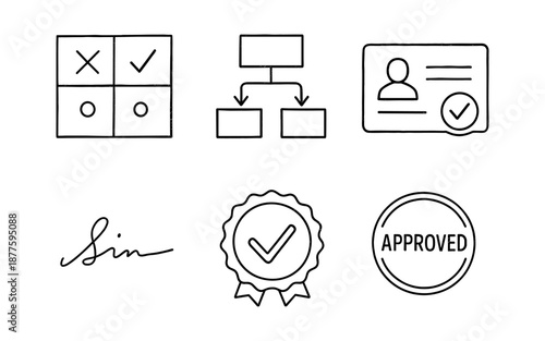 Minimalist linear icons: task management, workflow, and authentication