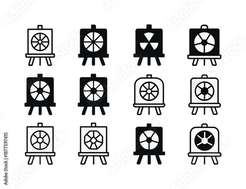 Open-Air Painting Icons. Open-air painting sessions. Icon set. Set Logo of open-air painting sessions: color wheel. harmonious logo variations of the same