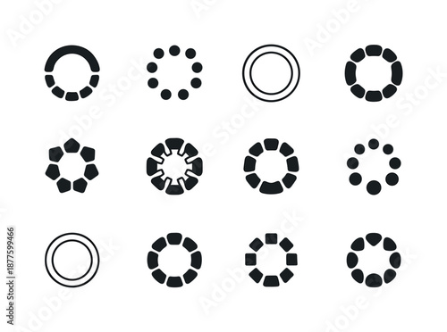 Sacred Circle Icons. sacred circle. Icon set. Set Logo of sacred circle: ceremonial stone circle. harmonious logo variations of the same emblematic concept,