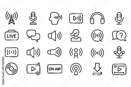 Media player UI kit icons for recording, playback and transmission tools