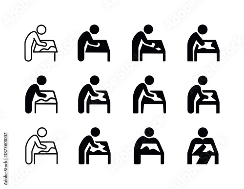 Exhibition Logo Variations. Exhibitions and learning experiences. Icon set. Set Logo of exhibitions and learning experiences: interactive map table. harmonious