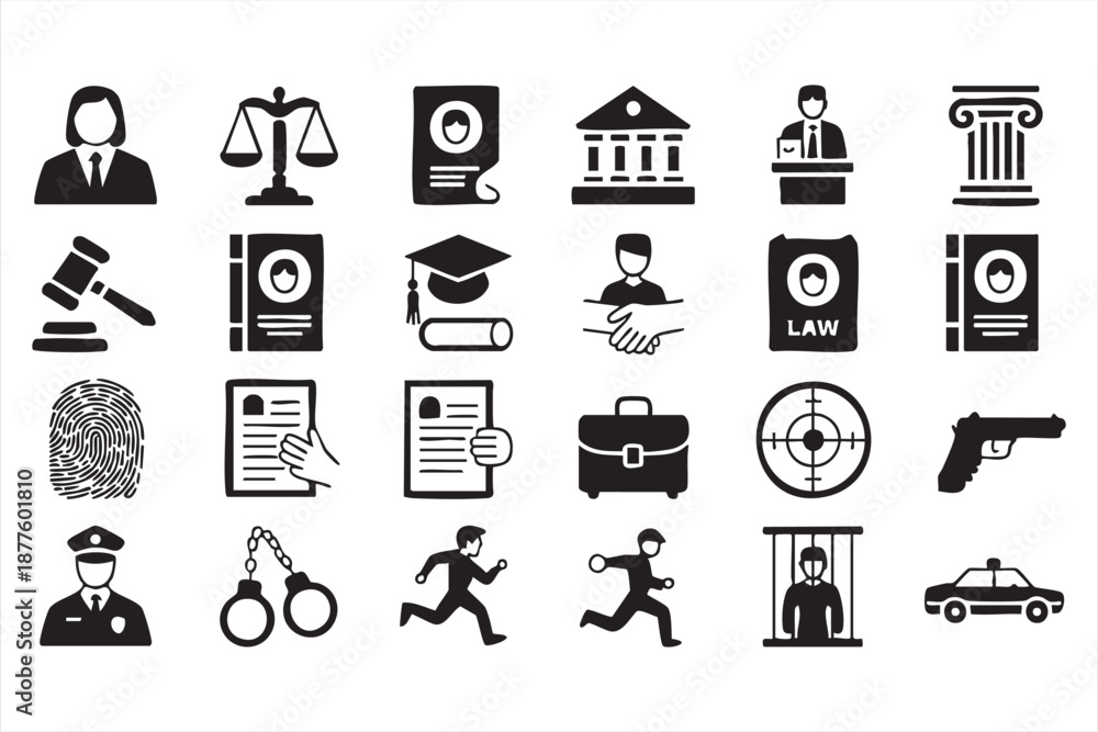 Ταπετσαρία Justice platform UI kit icons for courtrooms and offender records