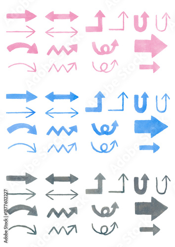 allow　矢印　hand draw　3色　PNG