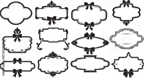 Collection of vintage label and banner templates with ribbons