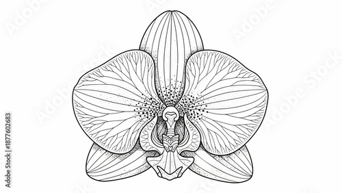 Orchid Flower Illustration A Detailed Line Drawing of a Beautiful Orchid Flower