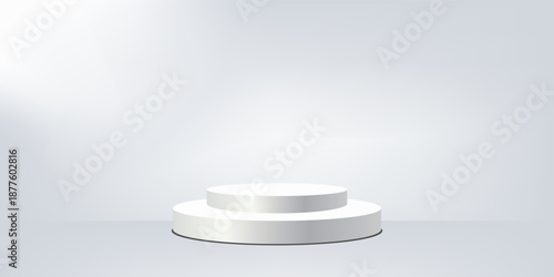 White round podium background with empty space for product placement.