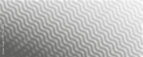 Wavy gradient diagonal monochrome grain transition background. Stipple ripple noise pattern texture.