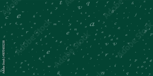 falling letters of english language. chalk handdrawn flying words of latin alphabet. foreign languages study concept. alive back to school banner on blackboard background.