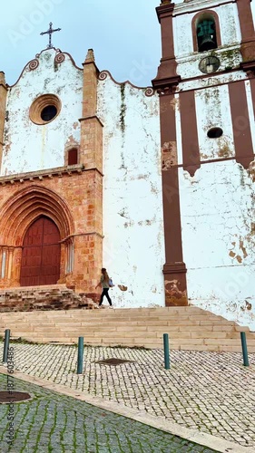 Silves Cathedral facade ,Algarve in Portugal
