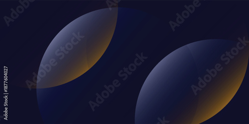 Navy blue abstract background with halftone golden lines delicate pattern. Small light spot box. Curve line, cosmic galaxy space. Festive BG for social media, birthday party invitation.