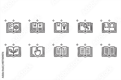 Elearning platform interface symbols for reading progress and bookmarks
