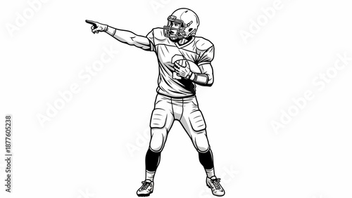 American Football Player in Action Pose.