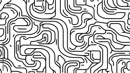 Black and White Maze Pattern Design.