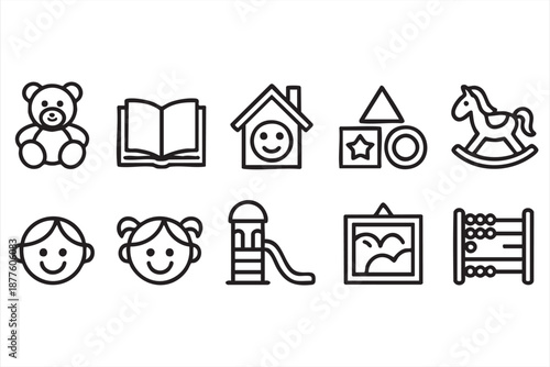 Minimal baby toys and learning objects vector pack