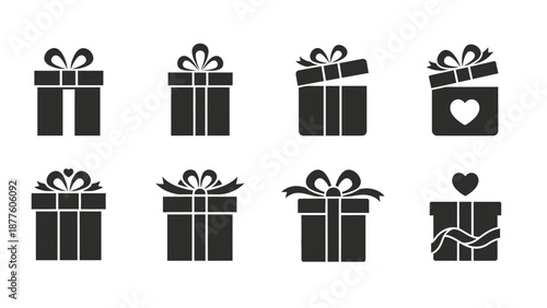 Black Gift Boxes with Ribbons and Bows.