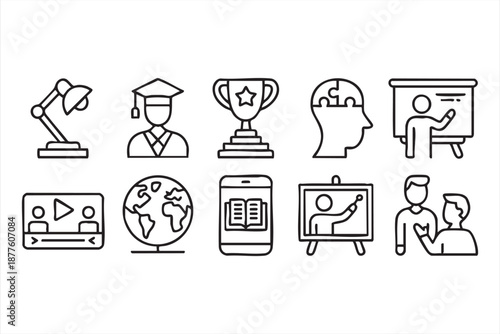 Teacher student line graphics for tutoring portals, coaching interfaces