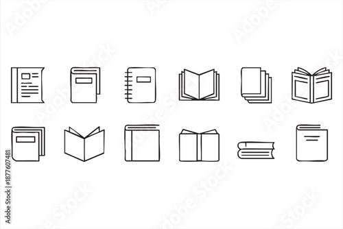 Book reading icons for ebook UI dashboards, digital bookshelf apps, content platforms