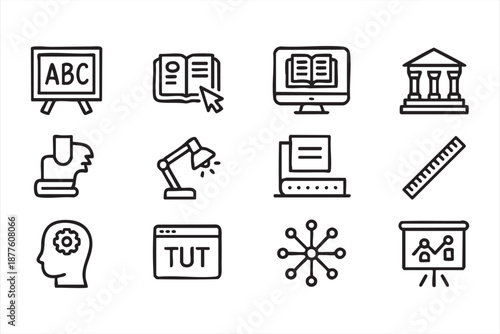 Online learning symbols for academic web templates, course management apps