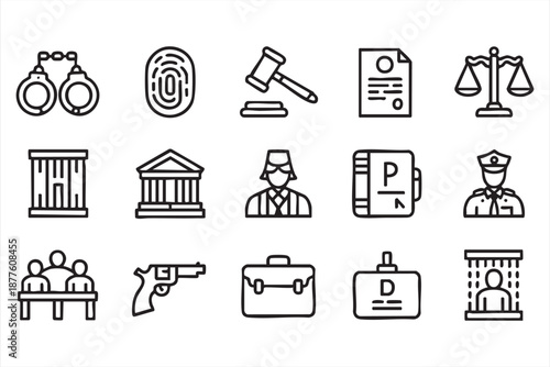 Legal compliance symbols for attorney portals, case tracking platforms