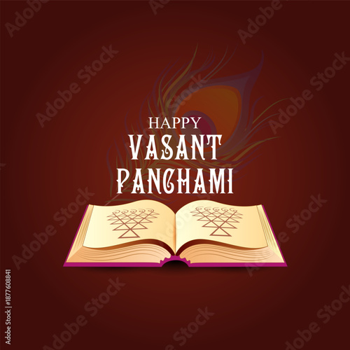 illustration of Vasant Panchami Saraswati Puja Indian festival background