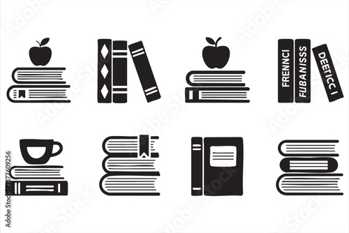 Textbook library graphics for online learning portals, LMS interfaces