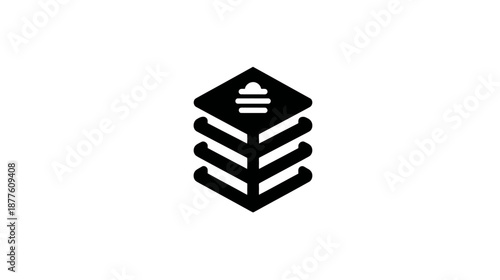 Wallpaper Mural Black and white geometric logo composed of stacked, stylized elements on white background Torontodigital.ca