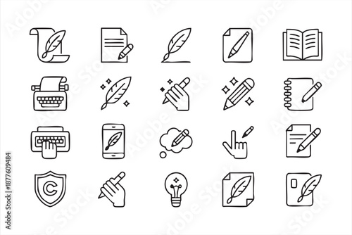 Story draft icons for writing tools, manuscript management systems