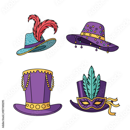 Colorful Carnival Hats Collection, festive headwear and celebration accessories for party events