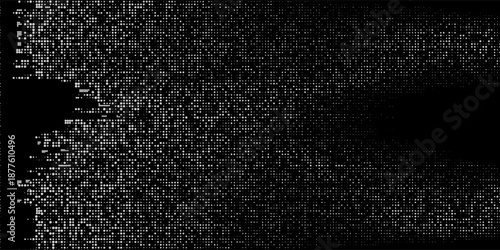 Simple, abstract background of scattered white dots on black, representing either falling snow at night or a starry sky