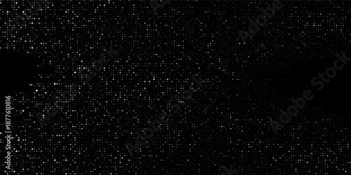 Simple, abstract background of scattered white dots on black, representing either falling snow at night or a starry sky