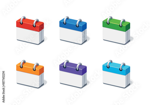 Colorful Date Blocks. Calendar Date Blocks ?. Isometric flat vector icons set of Calendar Date Blocks ?: date block , date block , date block , date block ,