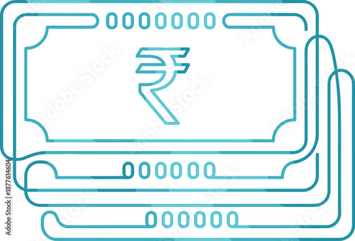 Indian rupee currency banknote stack outline icon showing financial money cash concept isolated modern line vector illustration design