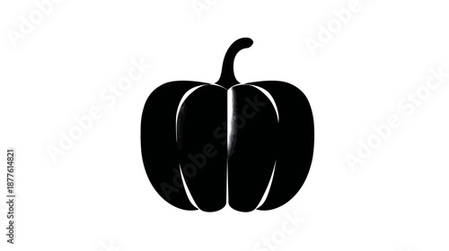 A simple, symmetrical silhouette of a pumpkin, featuring a stem and division lines