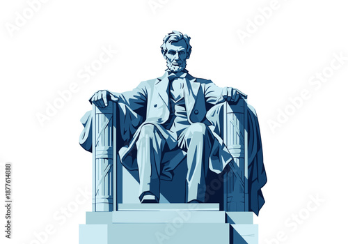Abraham Lincoln statue sitting in a chair in minimalist style  
