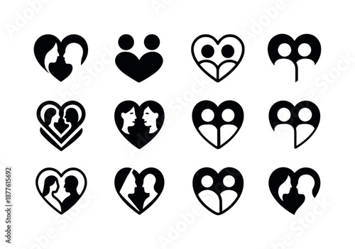 Emotional Harmony Icons. Understanding emotional needs in romantic relationships. Icon set. Set Logo of understanding emotional needs in romantic