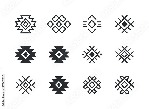 Cultural Heritage Logos. Cultural heritage tours and indigenous experiences. Icon set. Set Logo of cultural heritage tours and indigenous experiences: woven