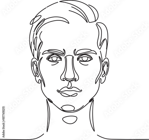 Man Portrait Minimalist Line Art Vector Isolated on White