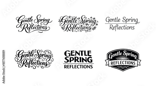 Spring Lettering Variations. Gentle Spring Reflections. Set lettering. harmonious lettering variations of the same emblematic concept, each with different
