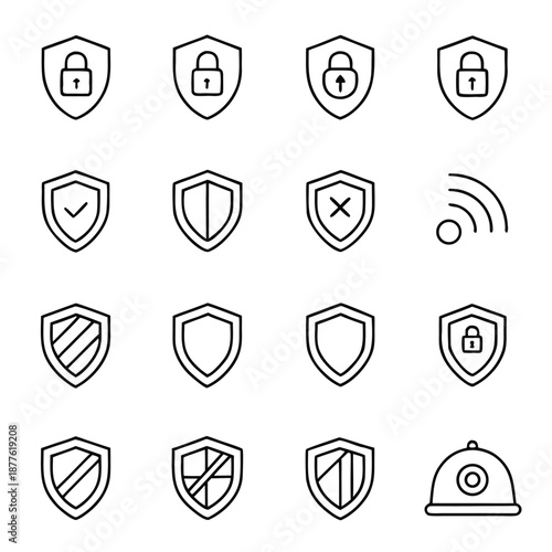 Protection Icons Set in Flat Minimal Style