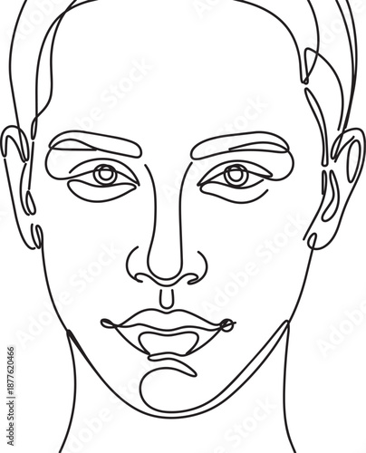 Womans Face Line Art Illustration on White Background