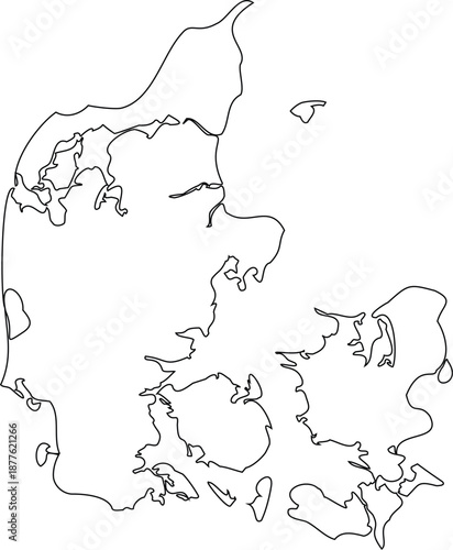 Outline map of Denmark simple vector illustration