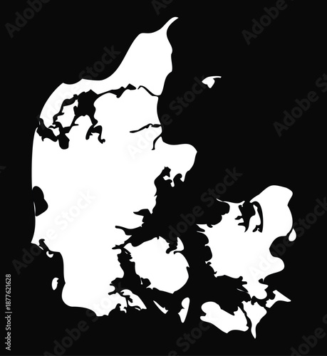 Denmark map silhouette simple vector illustration