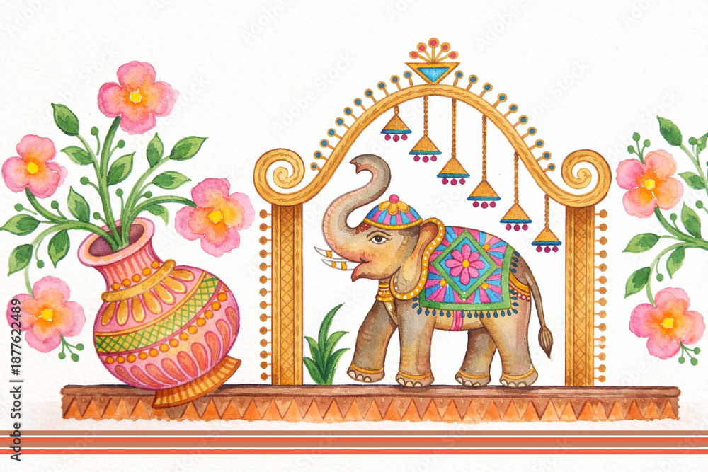 Obraz premium watercolour floral and figurs designs for dizital and textile printing