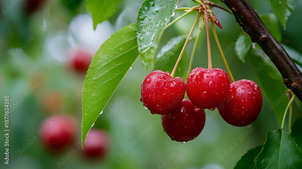 Obraz premium red berries of a raspberry