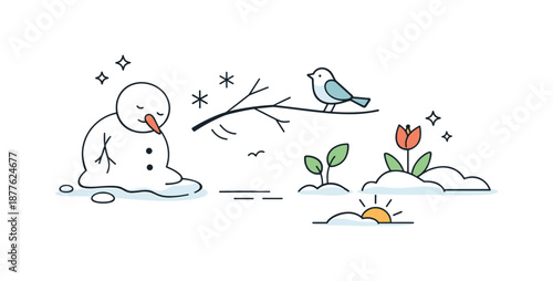 Winter's Calm Transition. Winter fading abstraction. A balanced editorial composition with minimal elements gently losing structure and weight. The scene